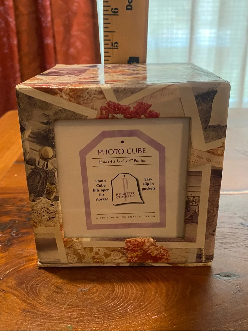 Present Company Photo Cube Frame in Cream and Brown